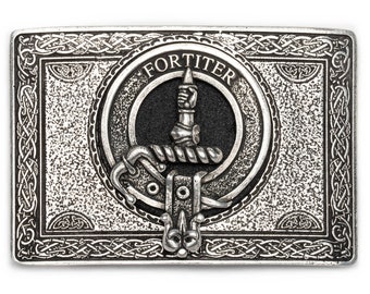 USA Kilts MacAlister Clan Crest Belt Buckle Made in Scotland