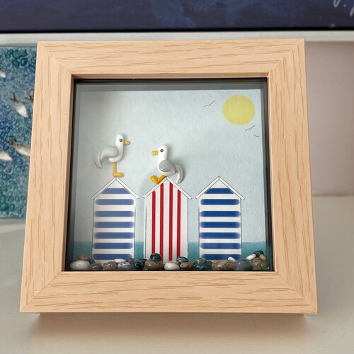 Polymer Clay Seagull Wall Art Box Frame Beach Scene Gift for Etsy