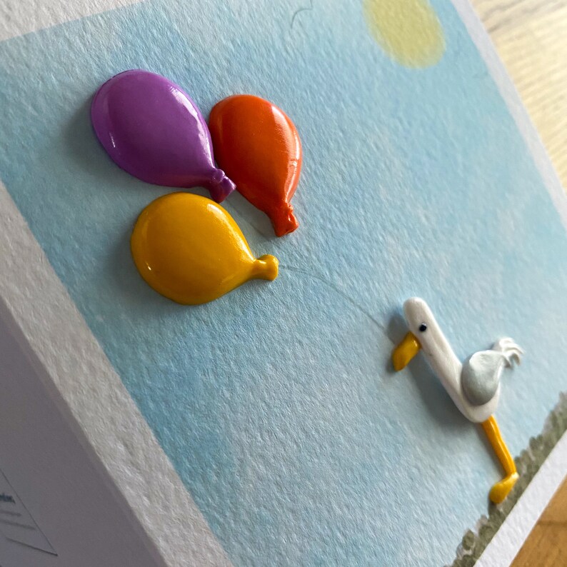 Seagull Art Card: Handmade Clay Decoration, Personalized Greeting Optional bild 3