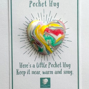 POCKET HUG - handmade polymer clay rainbow heart