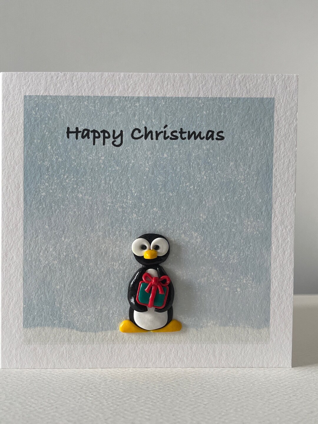 Cute Penguin Christmas Card With Handmade Clay Decoration - Etsy