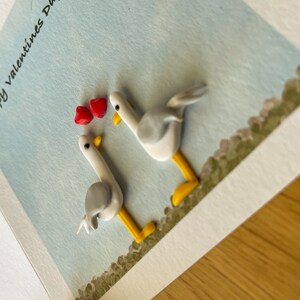 Cute Seagull Art greeting card with handmade clay decorations. image 2