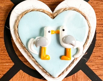 Handmade Seagulls clay magnet