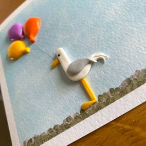 Seagull Art Card: Handmade Clay Decoration, Personalized Greeting Optional bild 2