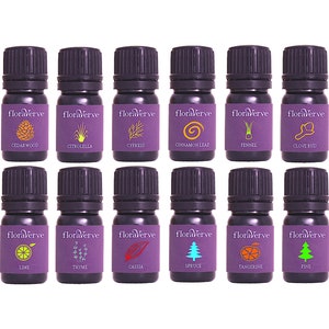 floraVerve Essential VIGOR Collection, Natural & 100% Pure Aromatherapy Essential Oils Starter Kit 12 X 5mL