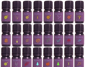 floraVerve Essential VIGOR & VERVE Collection, Natural and 100% Pure Aromatherapy Essential Oils Starter Kit 24 X 5mL