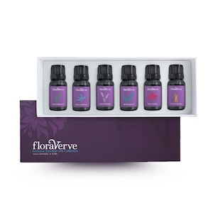 floraVerve Exclusive Essential Oils, Natural & 100% Pure Aromatherapy Essential Oil Top 6 Scents Collection Set - 6 x 10mL