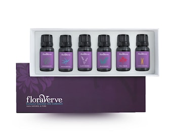 floraVerve Exclusive Essential Oils, Natural & 100% Pure Aromatherapy Essential Oil Top 6 Scents Collection Set - 6 x 10mL