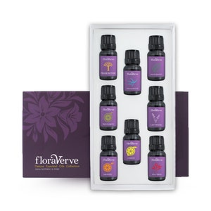 floraVerve Deluxe Essential Oils, Natural & 100% Pure Aromatherapy Essential Oil Top 8 Scents Collection Set - 8 x 10mL