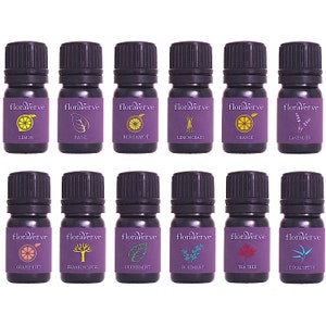 floraVerve Essential VERVE Collection, Natural & 100% Pure Aromatherapy Essential Oils Starter Kit 12 X 5mL