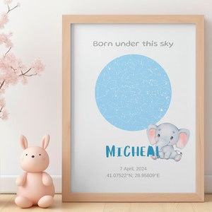 Baby Stern Karte Druck für Kinderzimmer Dekor Geschenk zur Geburt, Stern Karte für Junge und Mädchen