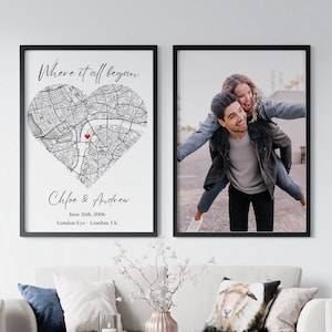 Where We Met Map Print, Where It All Began Poster for Couple, Personalized Anniversary Gift by Location, City Map for Special Celebrations