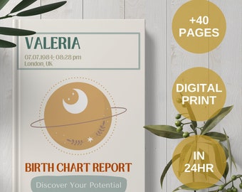 Birth Chart Reading with Custom Astrology Cover from Astrologer, Natal Chart Analysis Report Personalized Zodiac Star Sign Gift for Birthday