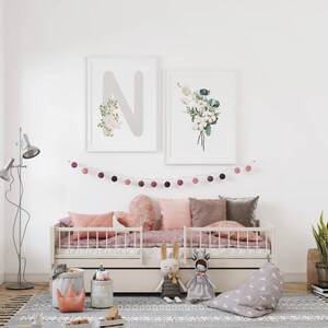 Conjunto de letras do alfabeto de animais em aquarela para decoração de parede de berçário, presente para recém-nascido, cor bege, impressão inicial natural personalizada, DOWNLOAD DIGITAL