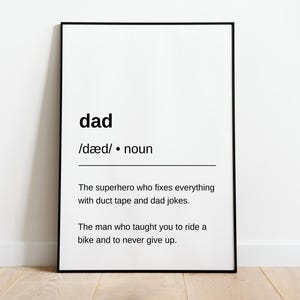 Dad Definition Print, Dad Meaning Poster, Lovely Quotes Print for Fathers Day, Dad Dictionary Printable Wall Art for Daddy Birthday Gift