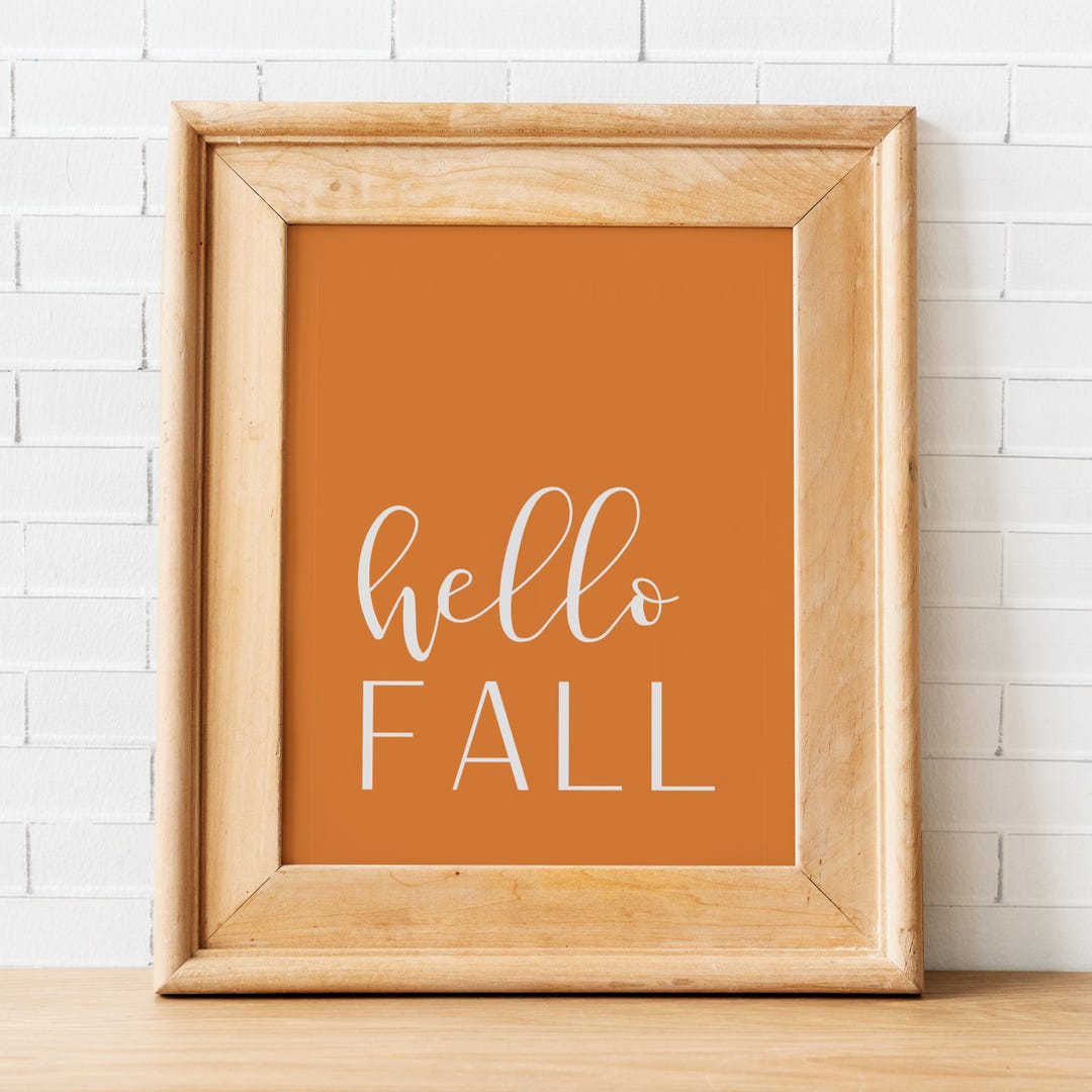 HELLO FALL Printable Art, Orange Hello Fall Wall Art Poster ...