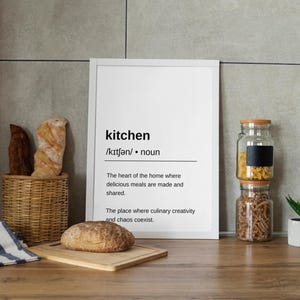 Kitchen Definition Print, Kitchen Meaning Poster, Quote Print for Kitchen Minimalist Printable Wall Art for Home Kitchen Decor Digital Print