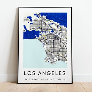 Los Angeles City Map Poster LA City Map Poster Blue & White Los Angeles Reise-Wand-Kunst-Vereinigte Staaten Geschenkideen für Neues Zuhause Digitaler Download