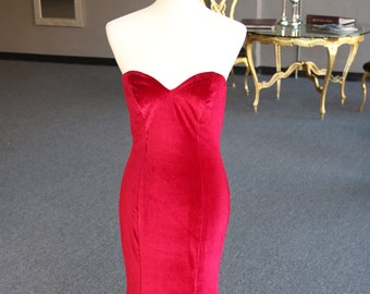Red Velvet evening Prom dress