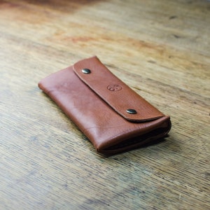 Tan Leather Purse: Handmade Italian Full Grain Leather with Zipper