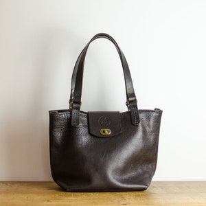 Leather Tote Bag - Handmade Leather Bag - Leather Bag  for Women in Dark Brown Leather  Handmade in Britain - Leather Hobo Bag.