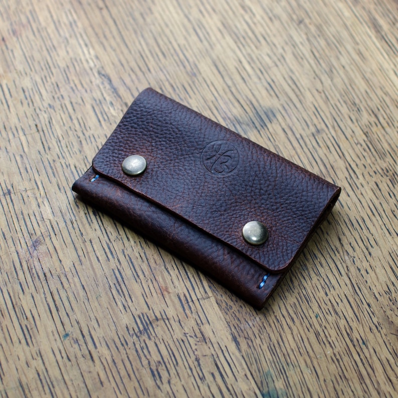 Brown Leather Card Holder, Leather Card Wallet, Unisex Leather Card Holder and Note Wallet, Handmade in Britain image 1