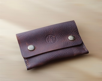 Leather Card Wallet / Leather Card Case / Leather Card Holder / Handmade Personalised Wallet in Kodiak Leather