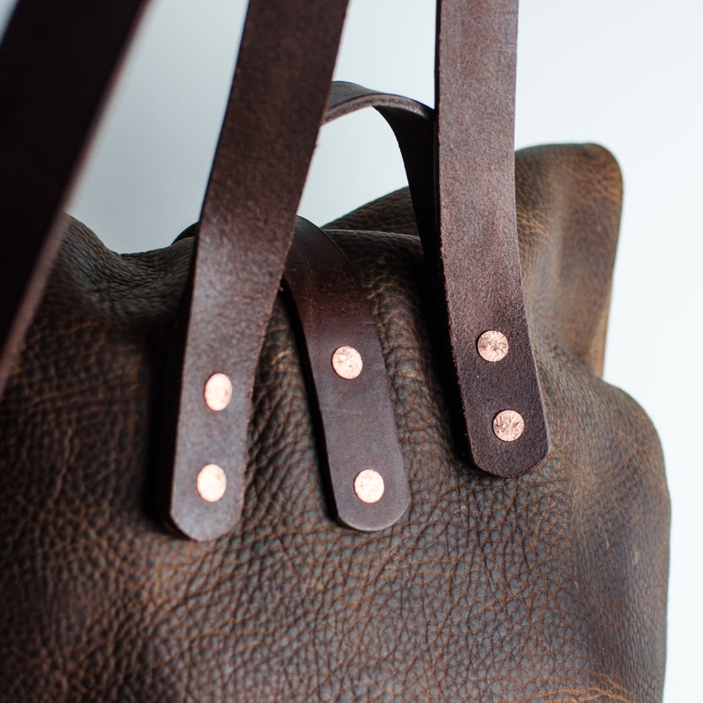 Leather Backpack, Roll Top Brown Leather Backpack, Leather Rucksack, Leather Travel Bag, Handmade In Britain image 5