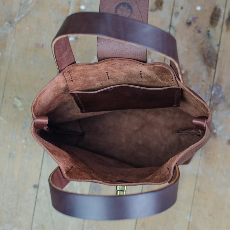 Leather bag, Brown Leather Handbag, Italuan Leather Handbag, Handmade and Designed in Britain. image 7