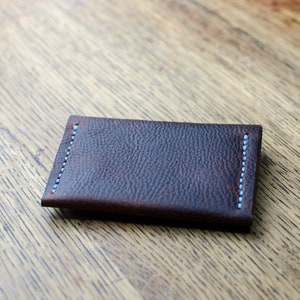 Brown Leather Card Holder, Leather Card Wallet, Unisex Leather Card Holder and Note Wallet, Handmade in Britain image 3