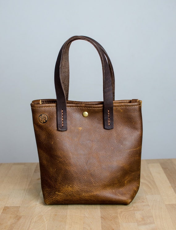 Caramel Kodiak Leather Handbag / Top Handle Leather Bag / | Etsy