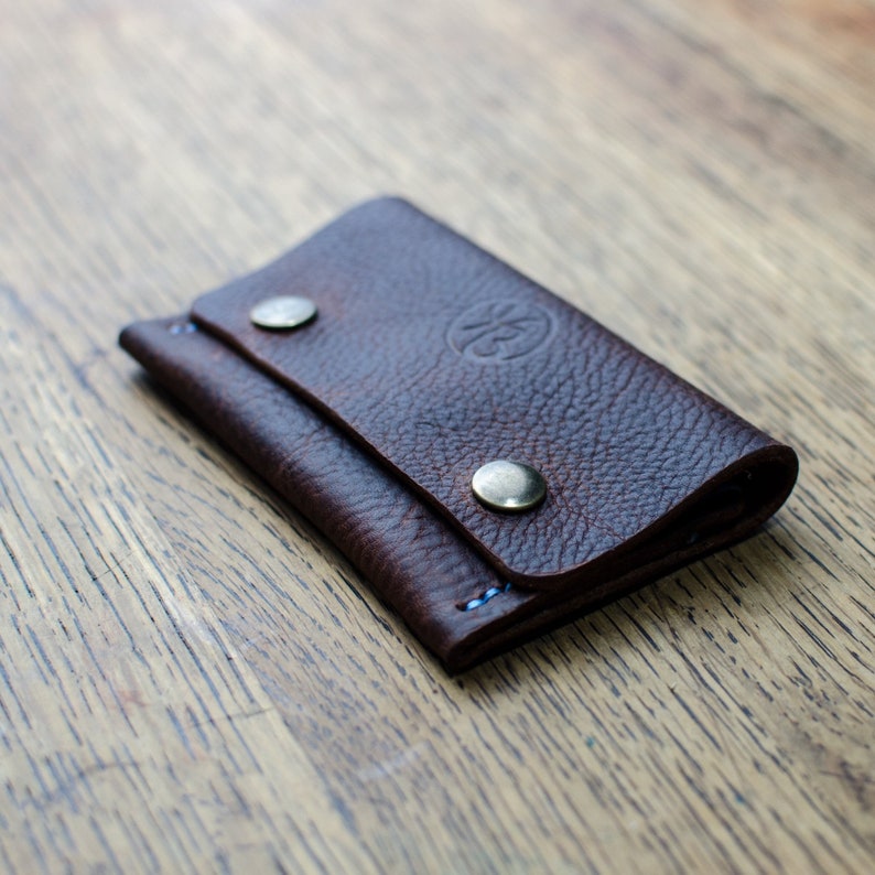 Brown Leather Card Holder, Leather Card Wallet, Unisex Leather Card Holder and Note Wallet, Handmade in Britain image 5