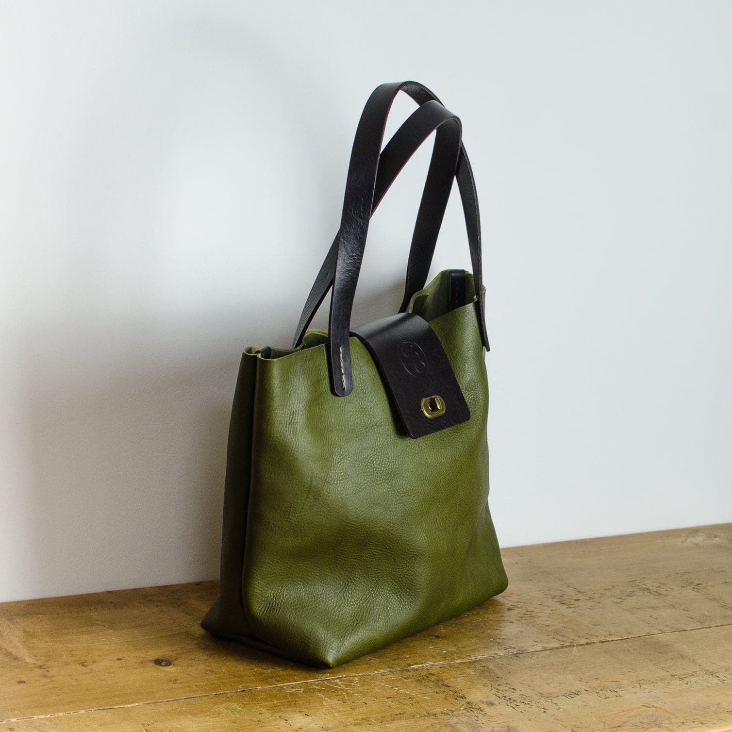 Leather Tote Bag Olive Green Italian Leather Bag Handmade Etsy