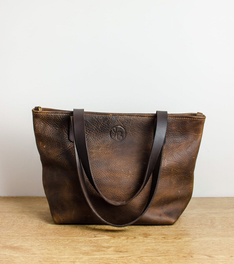Leather Tote Bag With Zipper Womens Leather Bag Handmade Etsy UK