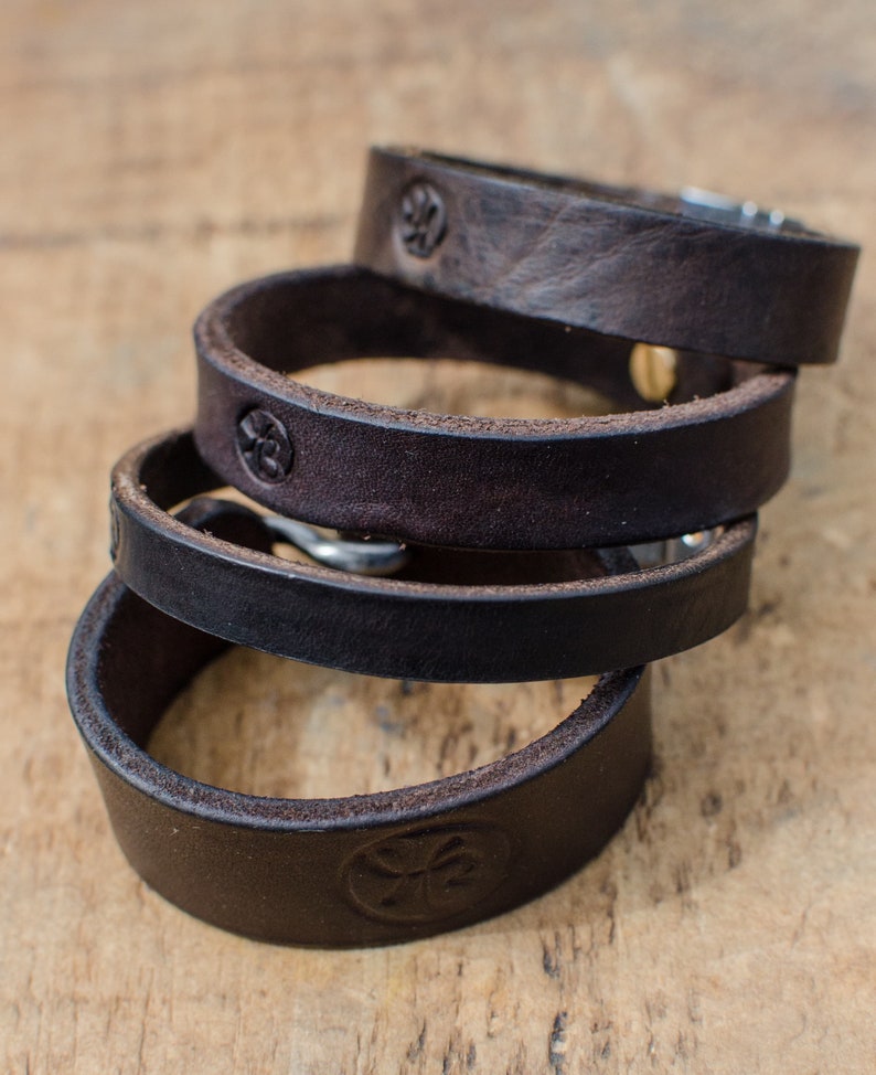 Leather Bracelet, Leather Cuff Bracelet, Brown Leather Bracelet, Minimalist Bracelet, Gift For Him, Handmade in Britain Bracelets image 5