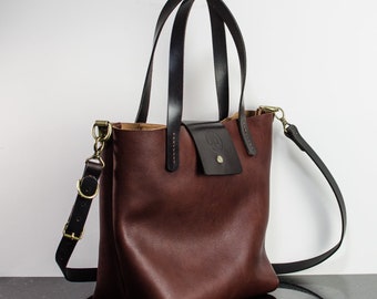 Leather Tote Bag, Leather Bag Women, Handmade Leather Bag, Unique Leather Bag with Crossbody Shoulder Strap, Handmade In England