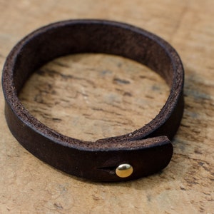 Leather Bracelet, Leather Cuff Bracelet, Brown Leather Bracelet, Minimalist Bracelet, Gift For Him, Handmade in Britain Bracelets image 3