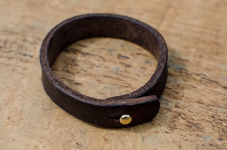 Leather Bracelet, Leather Cuff Bracelet, Brown Leather Bracelet, Minimalist Bracelet, Gift For Him, Handmade in Britain Bracelets image 3