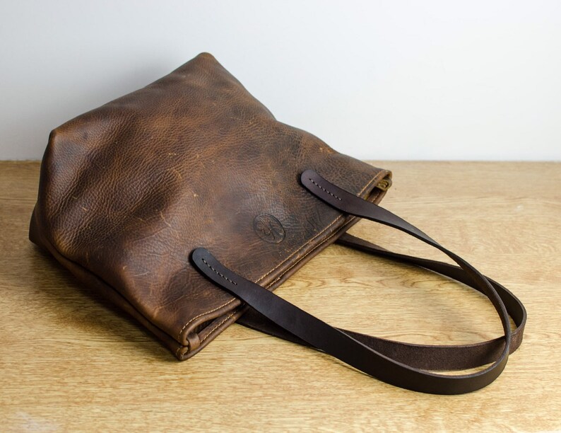 Leather Tote Bag With Zipper Womens Leather Bag Handmade Etsy UK