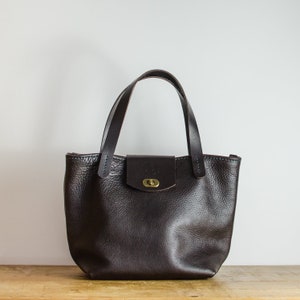 Handmade Leather Bag, Womens Leather Tote Bag in Dark Brown OX Leather, Handmade In Britain. zdjęcie 1