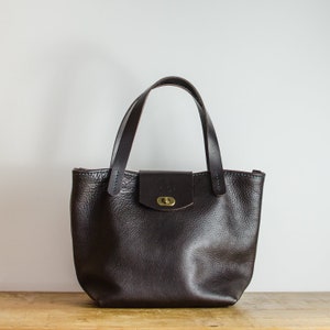 Handmade Dark Brown Leather Tote Bag: Women&#39;s Work Bag, Made in Britain