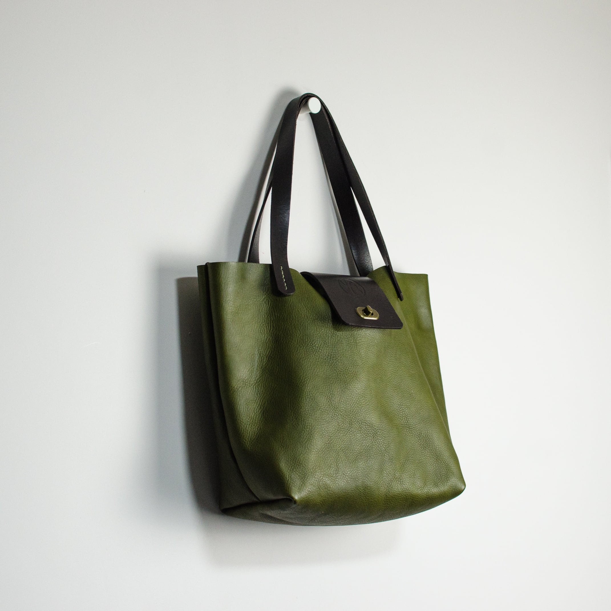 Leather Tote Bag Olive Green Italian Leather Bag Handmade Etsy