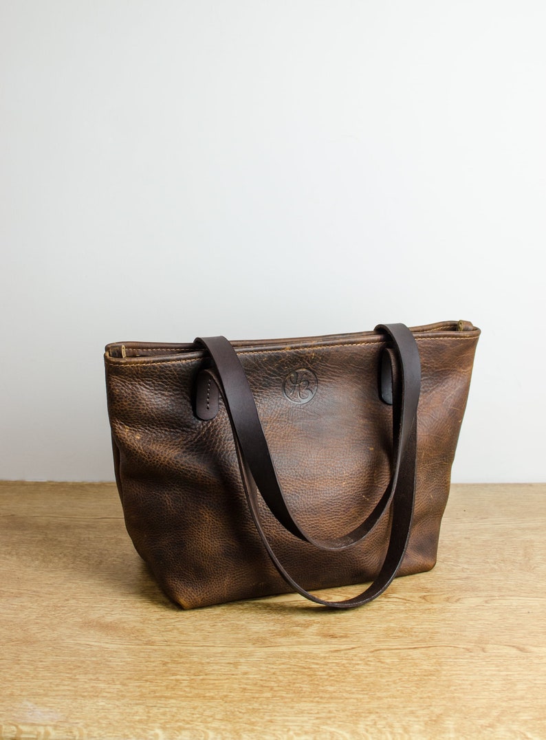 Leather Tote Bag With Zipper Womens Leather Bag Handmade Etsy UK