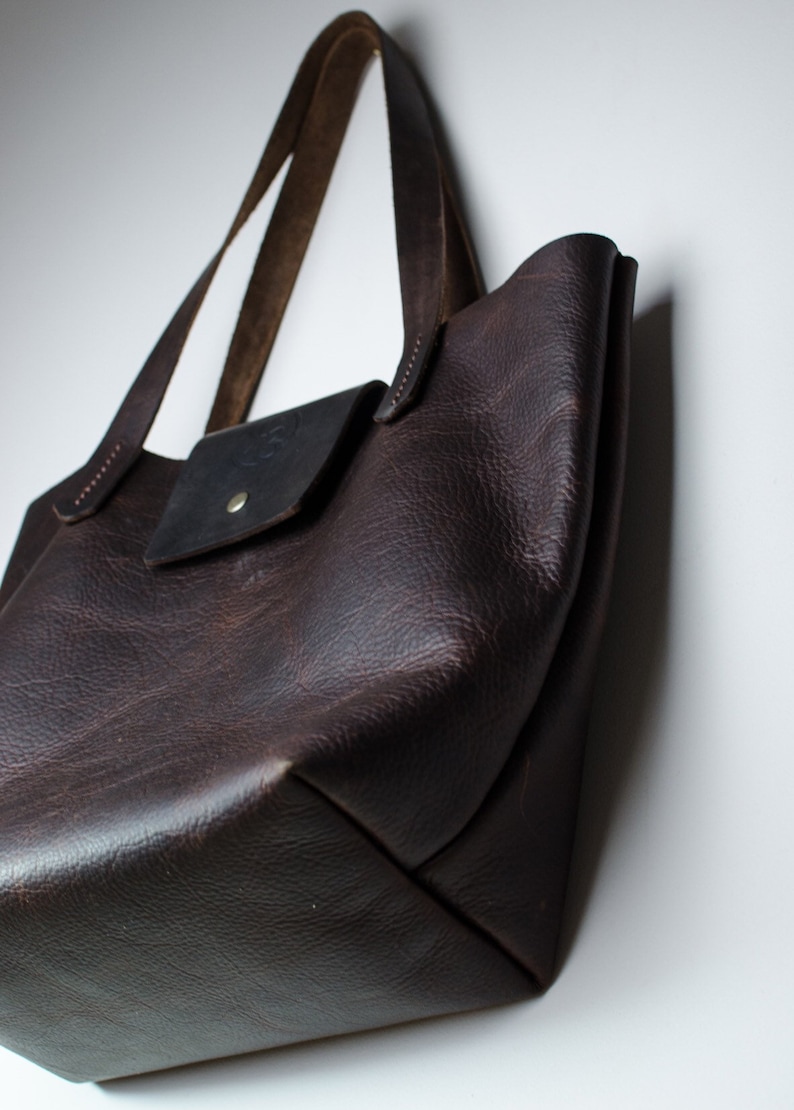 Leather Tote Bag / Womens Leather Bag / Leather Zip Top Bag / Leather bag With Zipper / Handmade Leather Bag / Handmade In Britain image 2