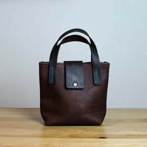 Handmade Kodiak Leather Tote Bag: Small Everyday Handbag
