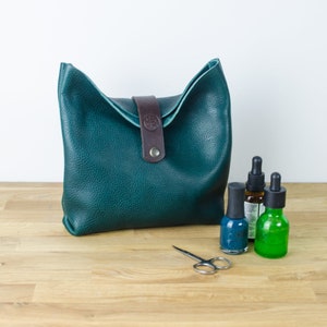 Leather Toiletry Bag Make-Up Bag Leather Travel Bag Cosmetic Bag Leather Accessory Bag Leather Wash Bag Handmade in Britain. image 1