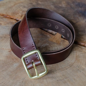 Handmade Leather Belt  - Men&#39;s Artisan Leather Belt With Solid Brass Buckle in Walpier Rocky Veg Tanned Leather Handmade in Britain.