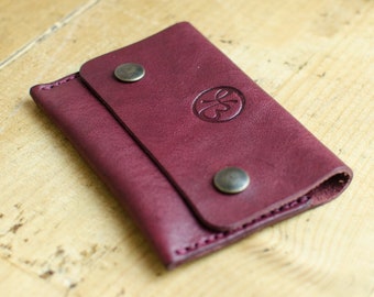Leather Credit Card Wallet / Handmade Leather Wallet /  Leather Card Holder and Coin Pouch / Minimalist Wallet / Leather Coin Pouch