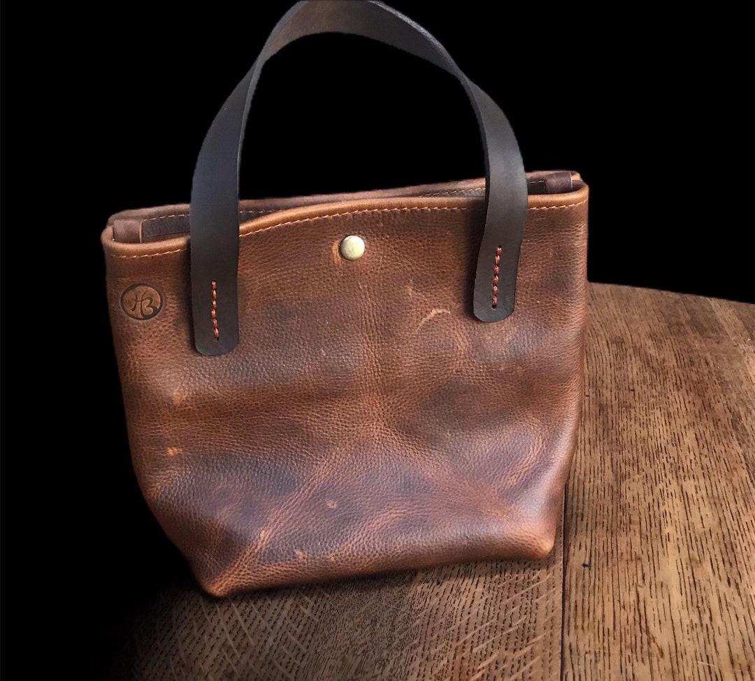 Caramel Leather Handbag Small Leather Tote Bag Tote Bag Handmade in