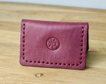 Cartera de cuero hecha a mano - Cartera plegable de cuero - Cartera de tarjeta compacta - Titular de la tarjeta de crédito - Cartera de cuero hecha a mano